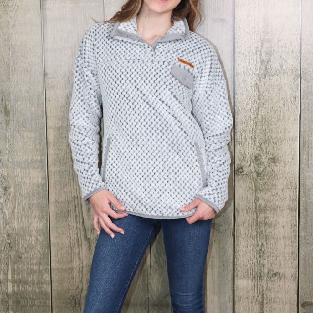 Simply Southern White and Gray Zip Up Jacket